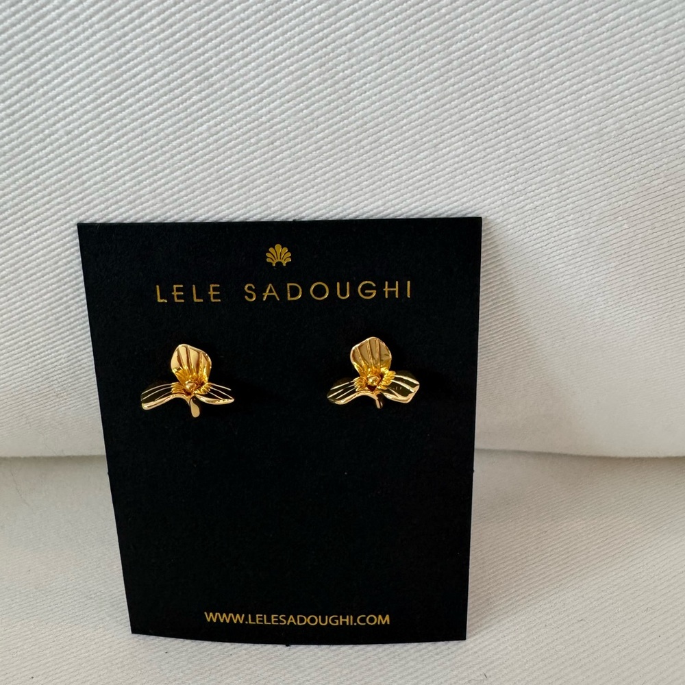 Lele Sadoughi Gold Trillium Stud Earrings